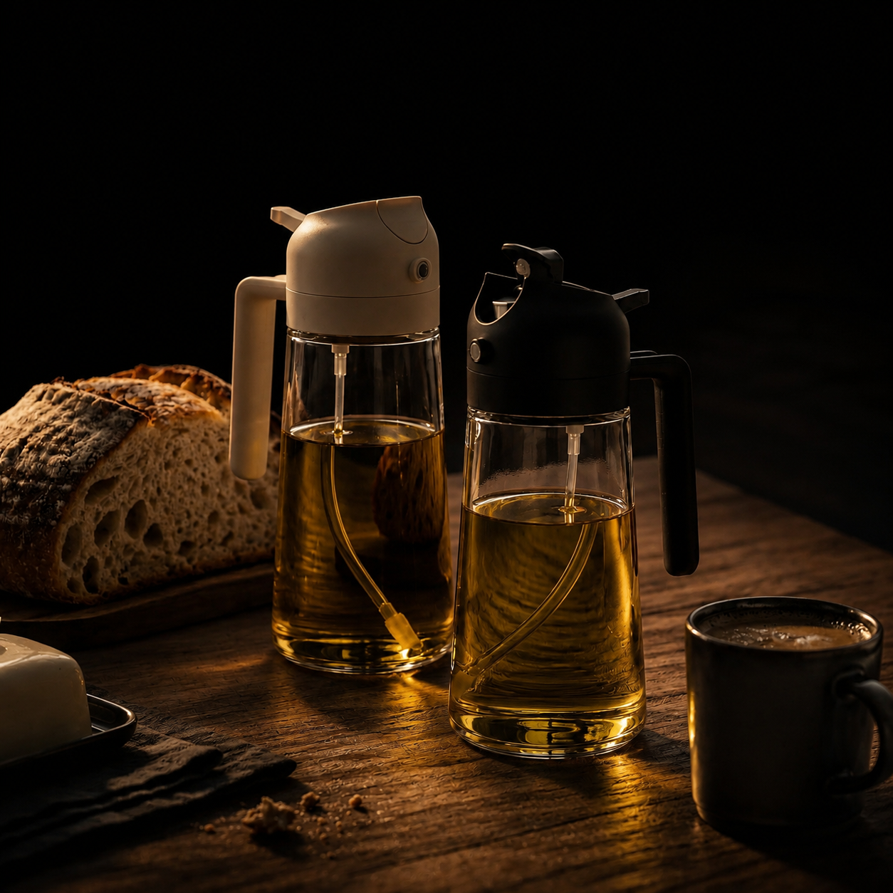 2-Pack 16oz 2-in-1 Glass Olive Oil Sprayer & Dispenser
